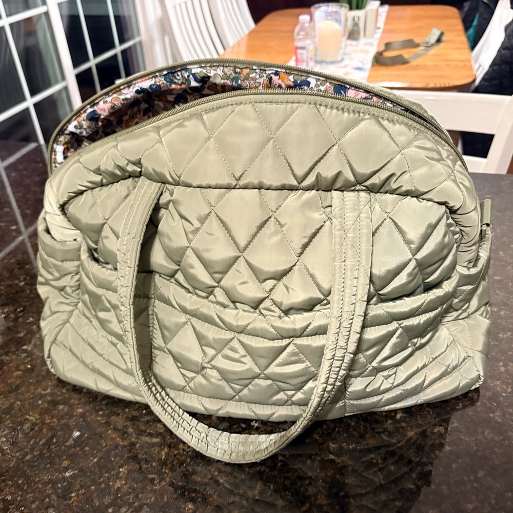 Vera Bradley Quilted Medium Travel Bag in light olive